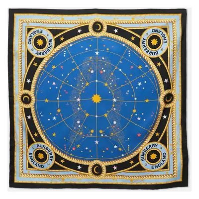 Burberry Blue Astrological Print Silk Square Scarf