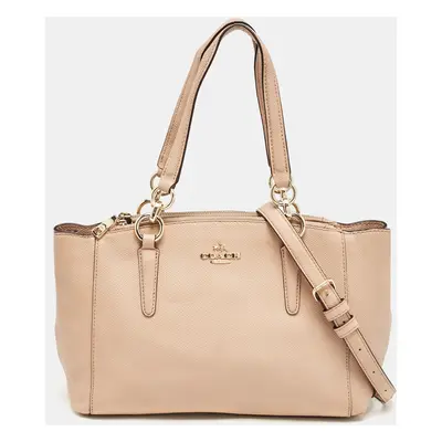 Coach Peach Leather Mini Christie Carryall Double Zip Satchel