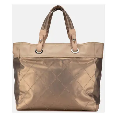 Chanel Gold Nylon Large Paris Biarritz Tote Bag