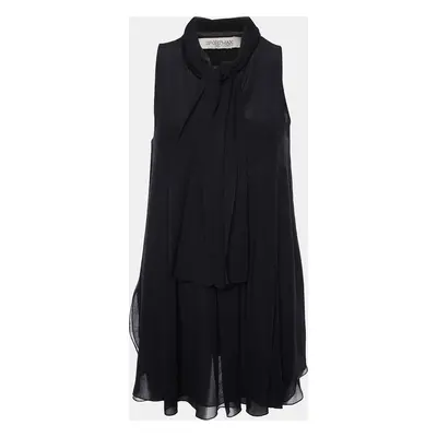 SPORTMAX Black Silk Neck Tie Detail Top