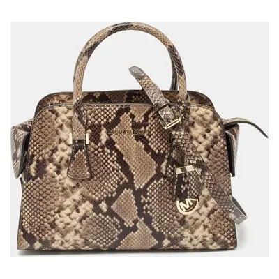 MICHAEL Michael Kors Beige Python Embossed Leather Medium Harper Satchel