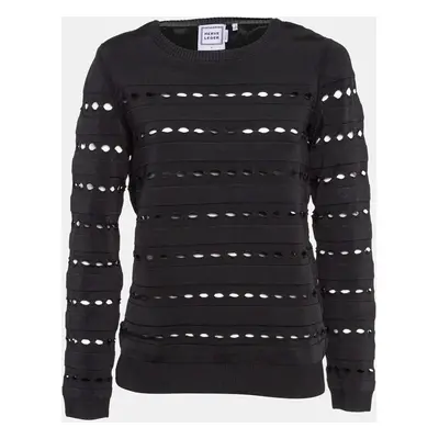 Herve Leger Black Perforated Knit Sweatshirt