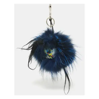 Fendi Multicolor Confetti Print Leather and Fox Fur Monster Cube Bag Charm