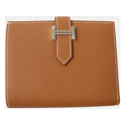 Hermes Bearn Compact Wallet Epsom Gold Leather