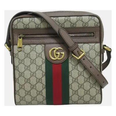 Gucci Beige Brown Canvas GG Supreme Ophidia Shoulder Bag