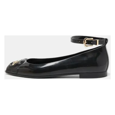 Fendi Black Jelly Buckle Ankle Strap Flats Size