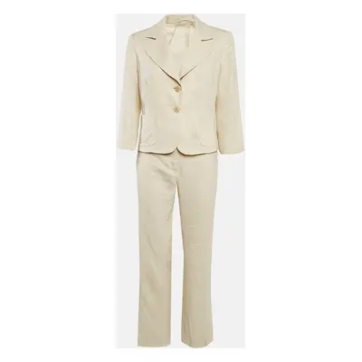 Max Mara Cream Linen Single Breasted Pantsuit