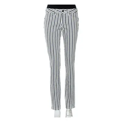 Tory Burch White & Blue Striped Denim Marlien Leggings