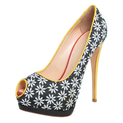 Giuseppe Zanotti Floral Print Fabric And Leather Platform Pumps Size