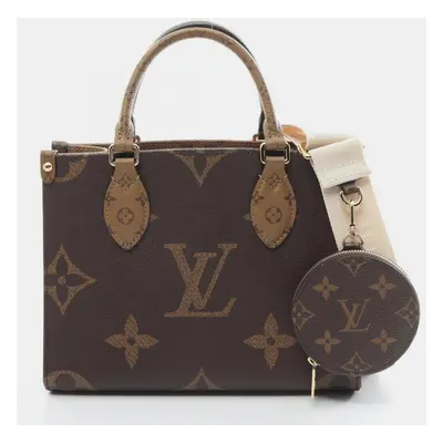 Louis Vuitton Coated Canvas Monogram Reverse Brown Beige On the Go PM Handbag