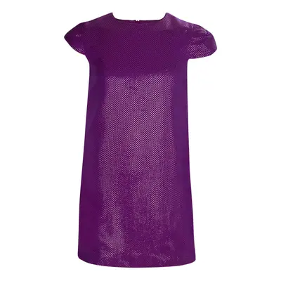 Gucci Purple Brocade Cap Sleeve Dress