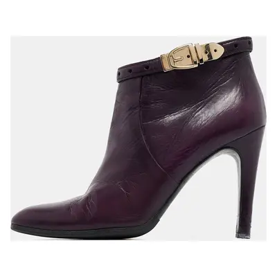 Gucci Purple Leather Buckle Detail Ankle Booties Size 37.5