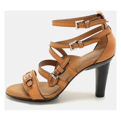 Tod's Tan Leather Ankle Strap Sandals Size