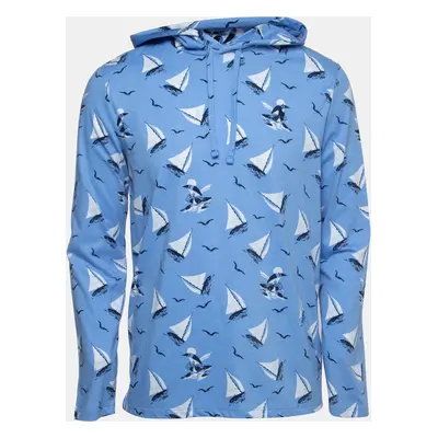 Polo Ralph Lauren Blue All-Over Yacht Print Cotton Hooded Sweatshirt