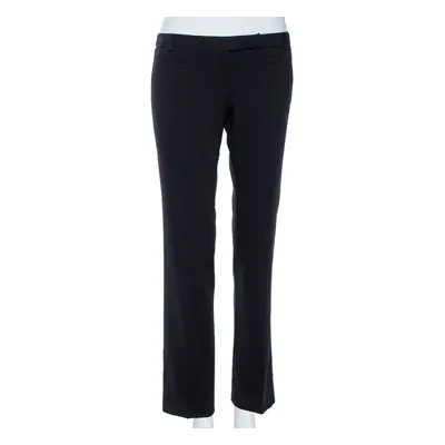 Emporio Armani Black Wool Tapered Leg Trousers