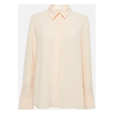 See by Chloe Pink Champagne Textured Crepe Pleated Shirt