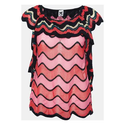 M Missoni Multicolor Patterned Ruffled Knit Top