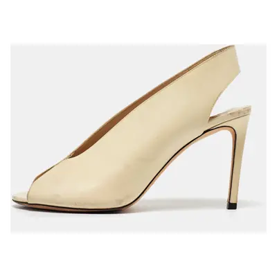 Jimmy Choo Cream Leather Shar Slingback Pumps Size