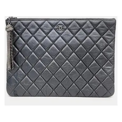 Chanel Silver leather Clutch Bag