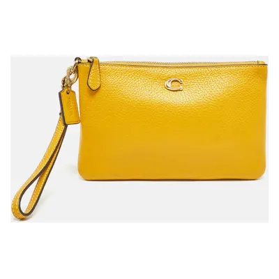 Coach Yellow Leather Wristlet Zip Pouch