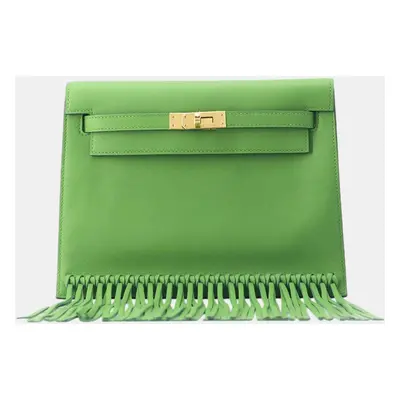 Hermes Vert Yucca Swift Leather Kelly Danse II Anate Fringe Shoulder Bags