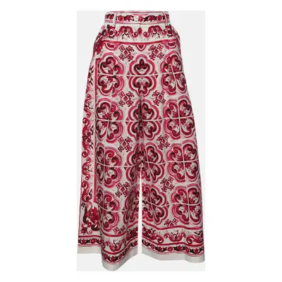 Dolce & Gabbana Multicolor Majolica Print Cotton Cropped Trousers