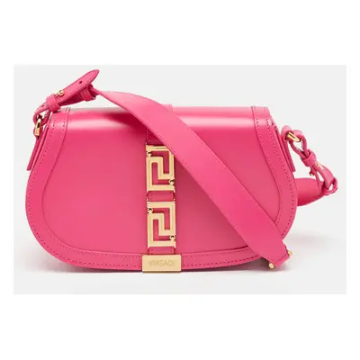 Versace Pink Leather Greca Goddess Shoulder Bag