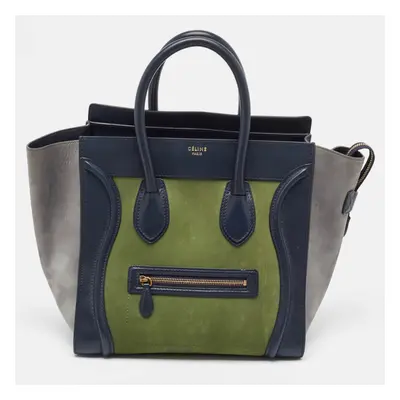 Celine Tricolor Nubuck Leather Mini Luggage Tote