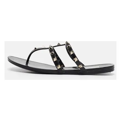 Valentino Black Jelly Rockstud Flat Slides Size