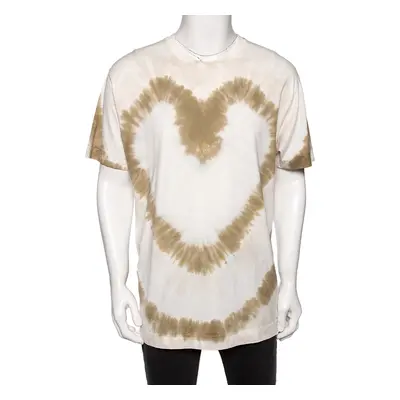 Givenchy White Tie-Dye Heart Printed Cotton Crewneck Oversized T-Shirt