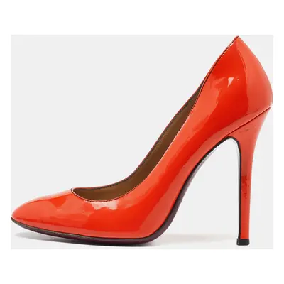 D&G Orange Patent Leather Round Toe Pumps Size 38.5