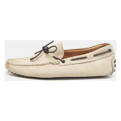 Tod's Beige Nubuck Leather Gommino Loafers Size