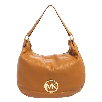 MICHAEL Michael Kors Caramel Brown Leather Logo Zip Hobo