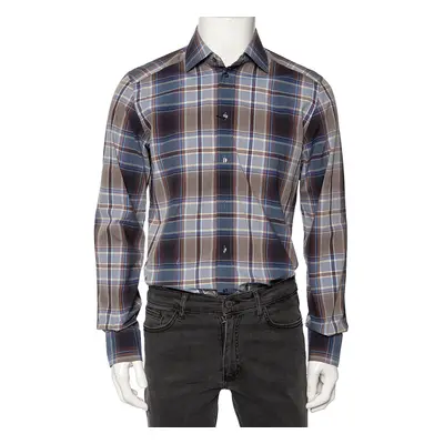 Dolce & Gabbana Blue Plaid Checked Cotton Gold Label Shirt