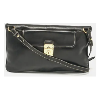 Miu Miu Black Leather Fold Over Shoulder Bag