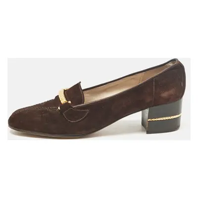 Gucci Brown Suede Block Heel Pumps Size