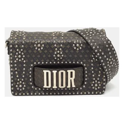 Dior Green/Black Studded Leather Medium Dio(r)evolution J'Adior Chain Bag