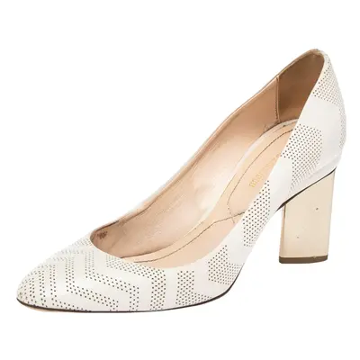 Nicholas Kirkwood White Perforated Leather Briona Prism Pumps Size 36.5