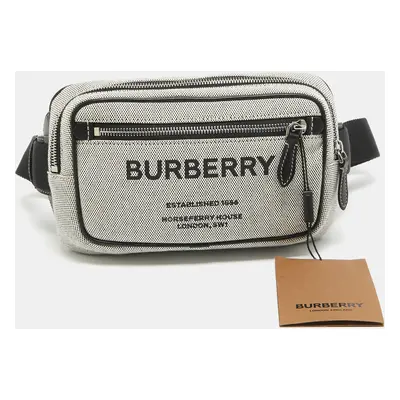 Burberry Grey/Black Canvas and Leather West Belt Bag