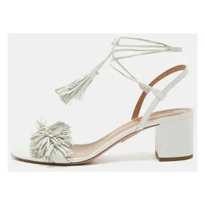 Aquazzura White Leather Wild Thing Sandals Size 40.5