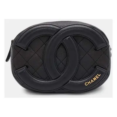 Chanel Black Lambskin CC Logo Crossbody Bag