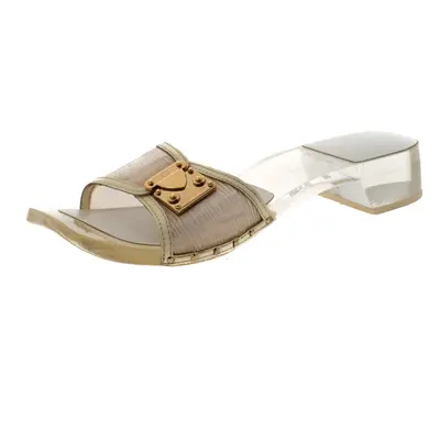 Louis Vuitton White/Transparent Acrylic and Leather Trim Buckle Sandals Size 38.5