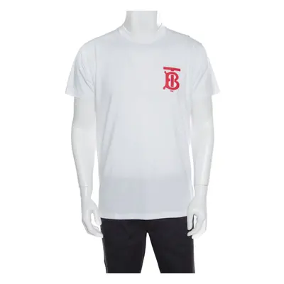 Burberry White B series Monogram Logo Detail Limited Edition Crew Neck T Shirt