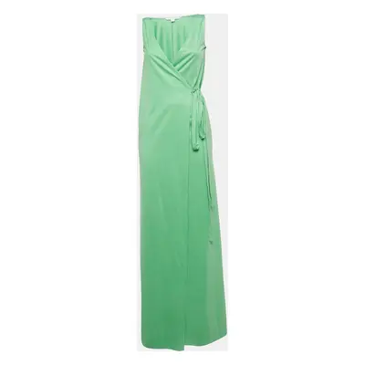 Diane Von Furstenberg Green Silk & Cotton Knit Wrap Dress