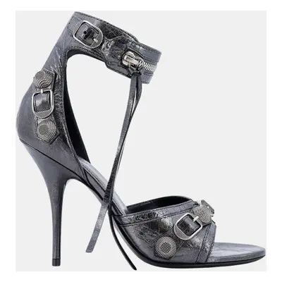 Balenciaga Grey Aged Leather Cagole Sandals EU