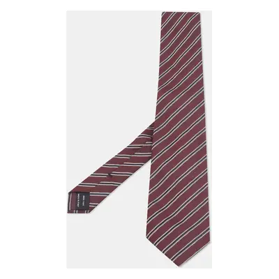 Tom Ford Brown Diagonal Stripe Patterned Silk Tie