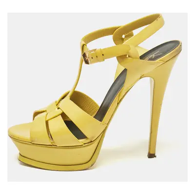 Saint Laurent Yellow Patent Tribute Platform Sandals Size