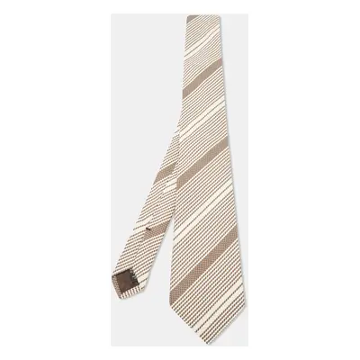 Ermenegildo Zegna Brown/Cream Striped Silk Tie