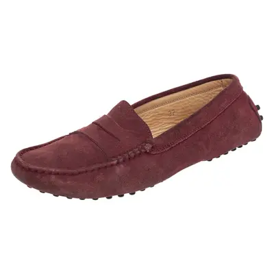 Tod's Burgundy Suede Gommino Slip On Loafers Size