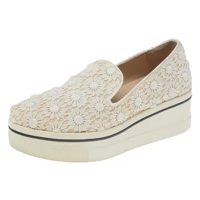 Stella McCartney Cream Floral-lace Slip on Sneakers Size